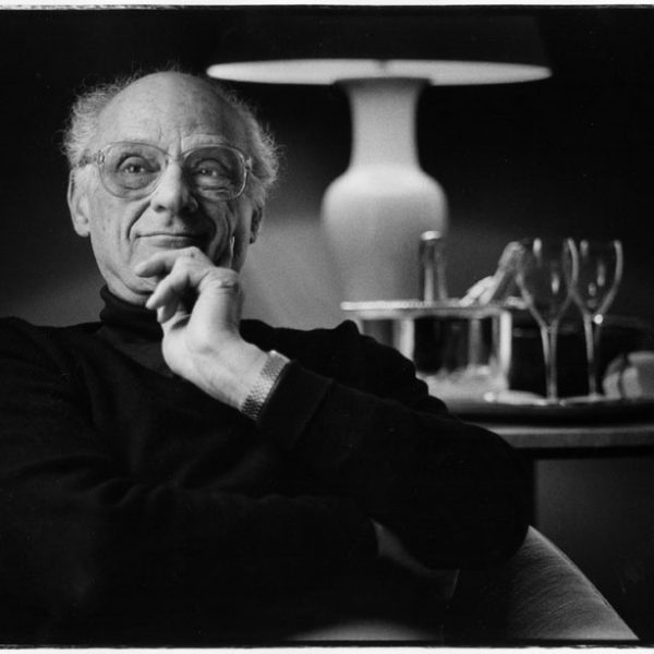 Arthur Miller, famed playwright, in his San Francisco hotel room.